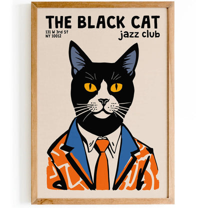 The Black Cat Jazz Club Wall Art Print - HypeSheriff