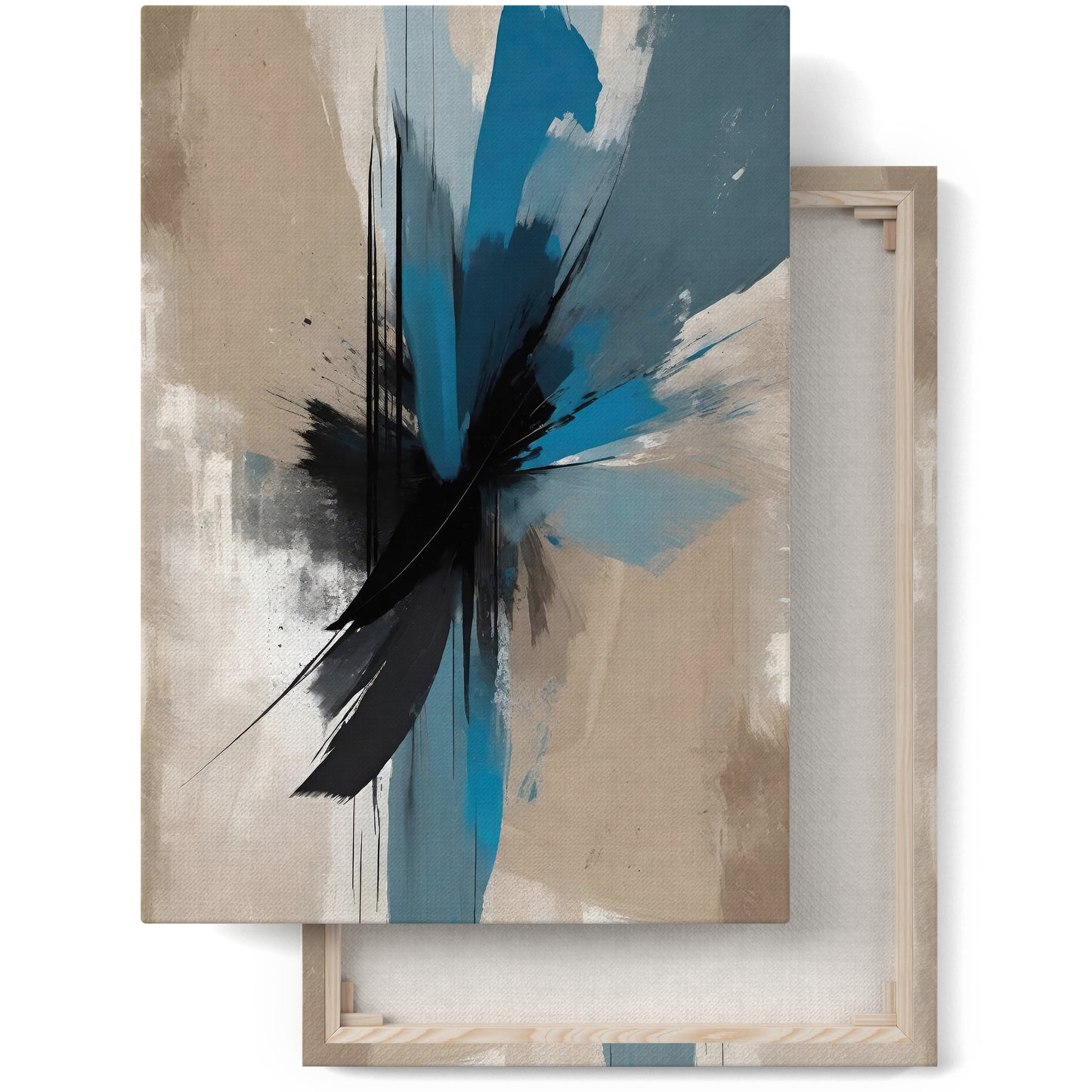 Urban Zen: Beige and Blue Canvas Art