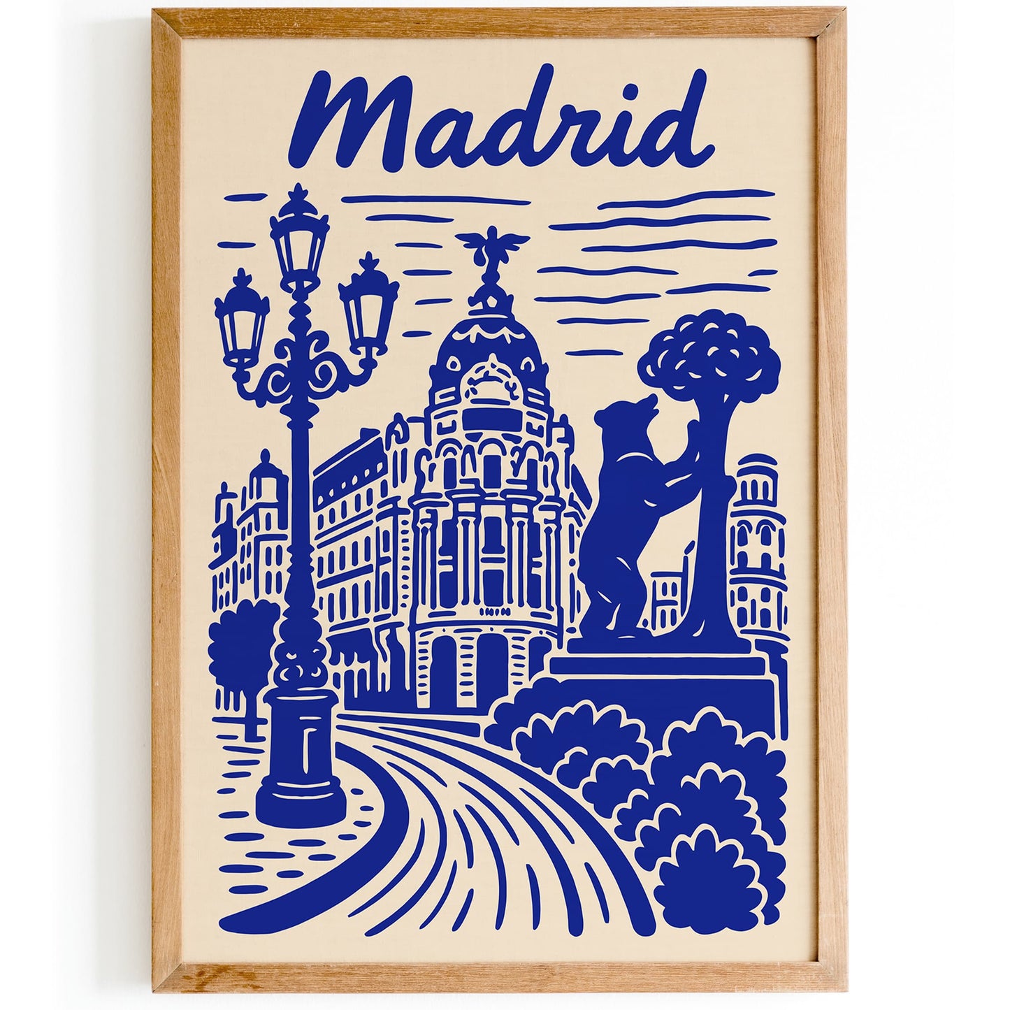 Madrid Cityscape Blue Wall Art Print