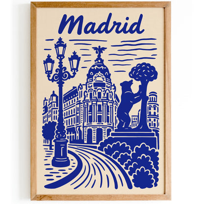 Madrid Cityscape Blue Wall Art Print