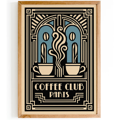 Coffee Club Paris Poster - Art Deco Cafe Wall Decoration