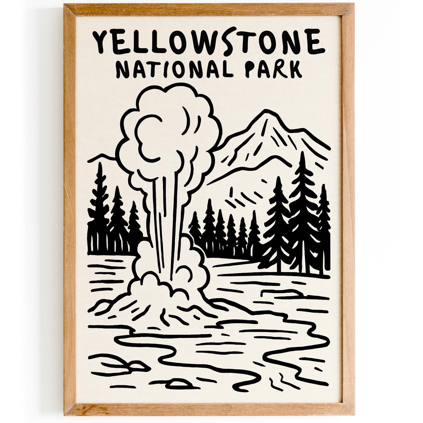 Yellowstone National Park Wall Art - Travel B&W Poster