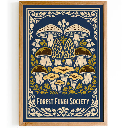 Forest Fungi Vintage Nature Art Poster