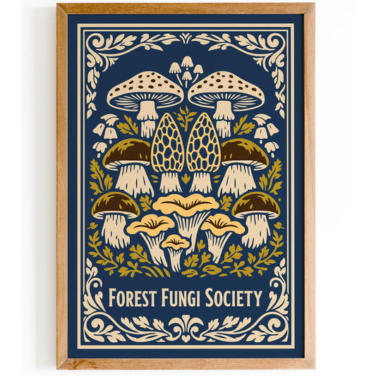 Forest Fungi Vintage Nature Art Poster
