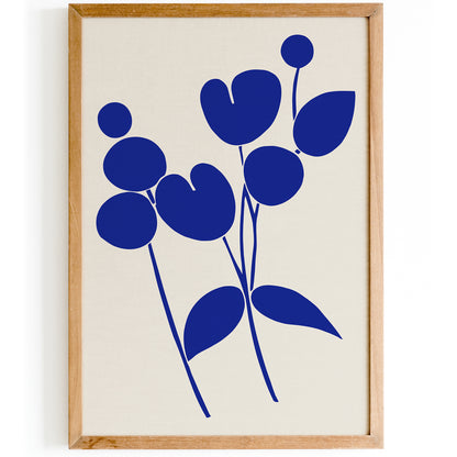 Indigo Blue Minimalist Nature Shapes Poster