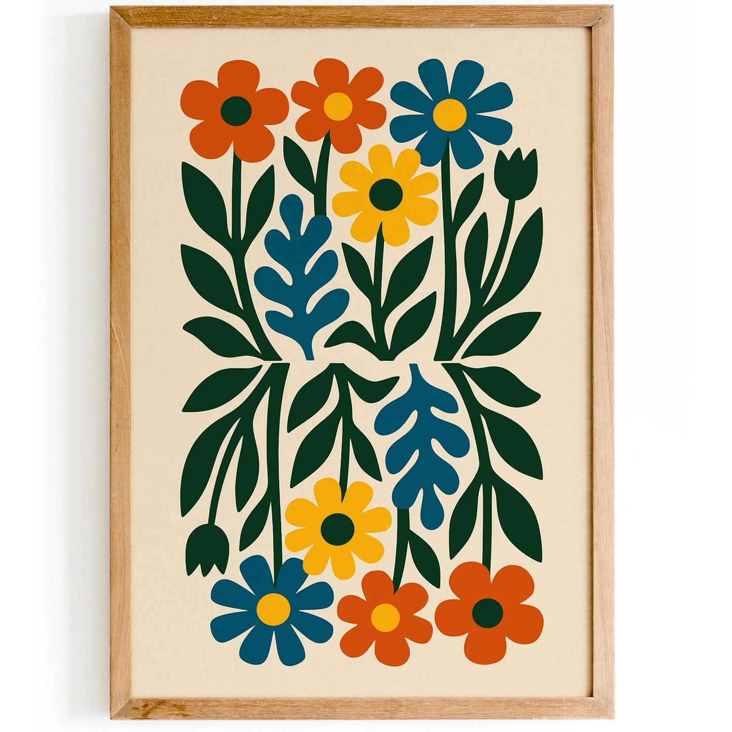 Retro Flowers in Matisse Style Poster