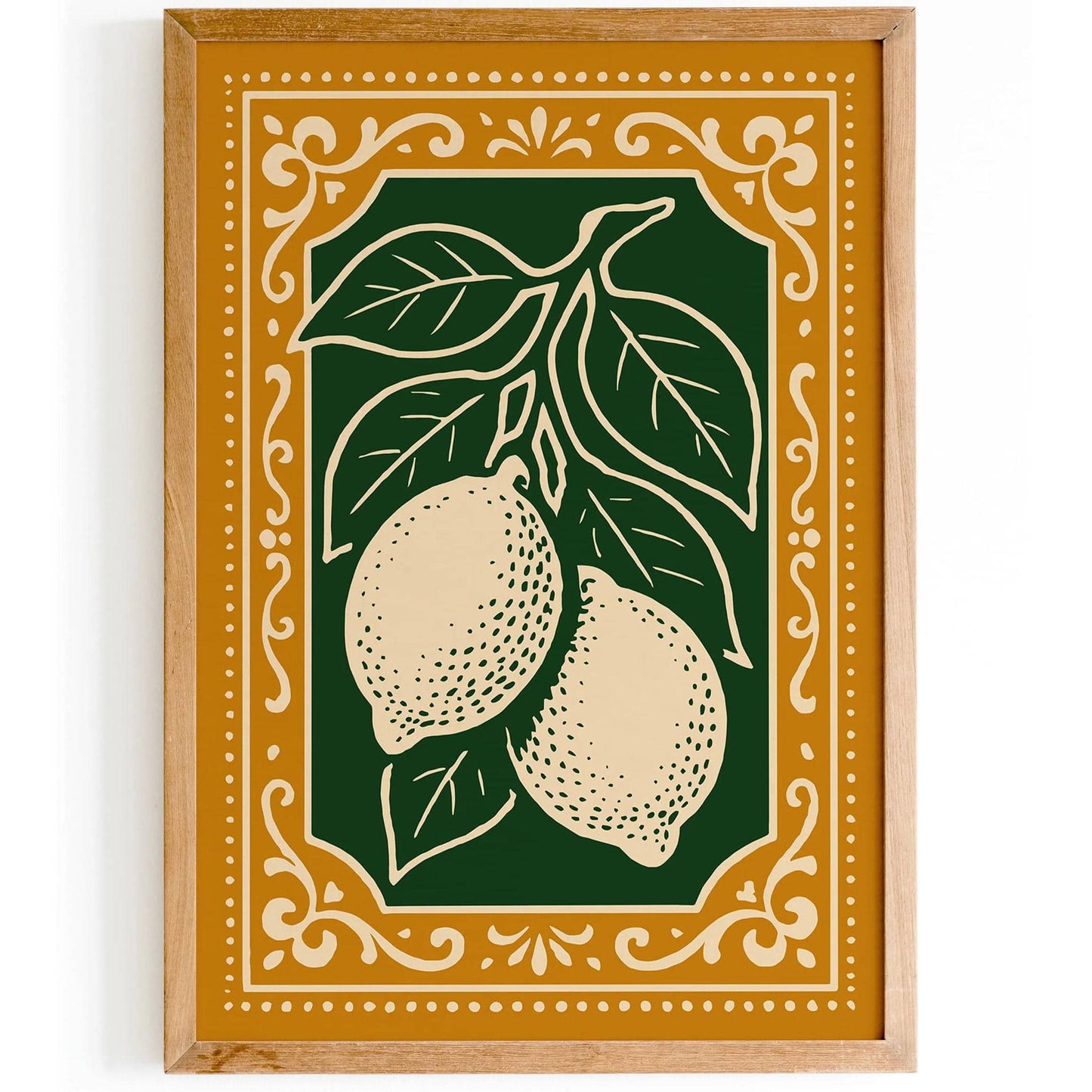Rococo Lemons Poster for Kitchen Wall Decor