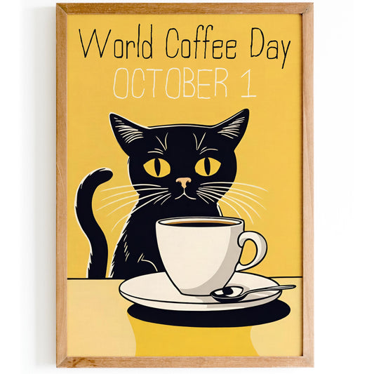 World Coffee Day Cat Poster Print