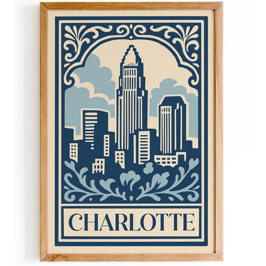Charlotte, USA Travel Poster – Charlotte Wall Art Print