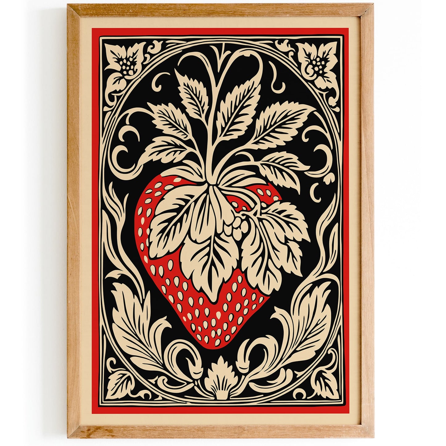 Big Red Strawberry in Rococo Style Poster