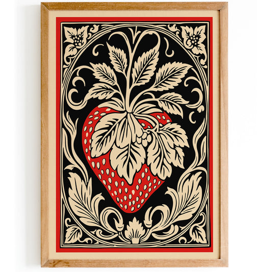 Big Red Strawberry in Rococo Style Poster