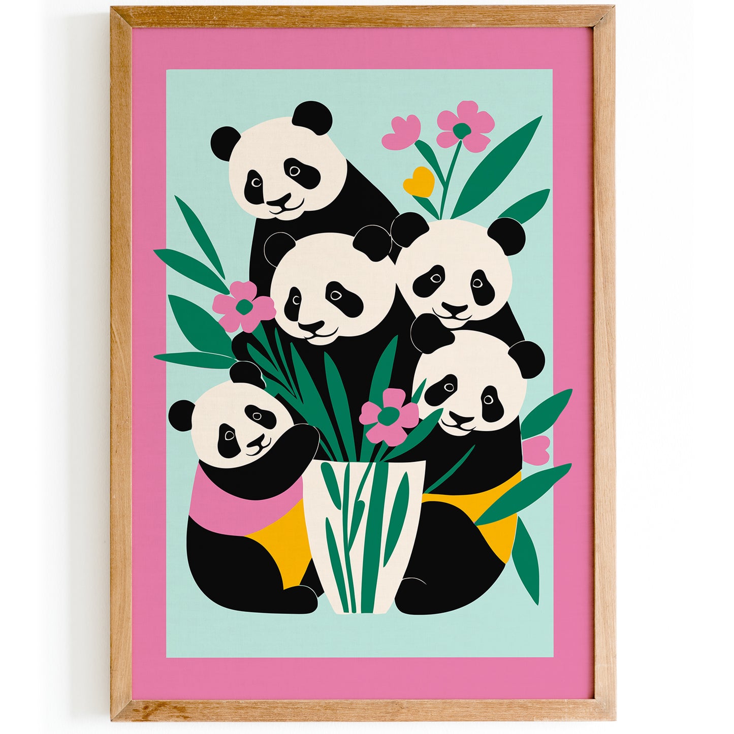 Cute Panda Family Kids Room Art Print