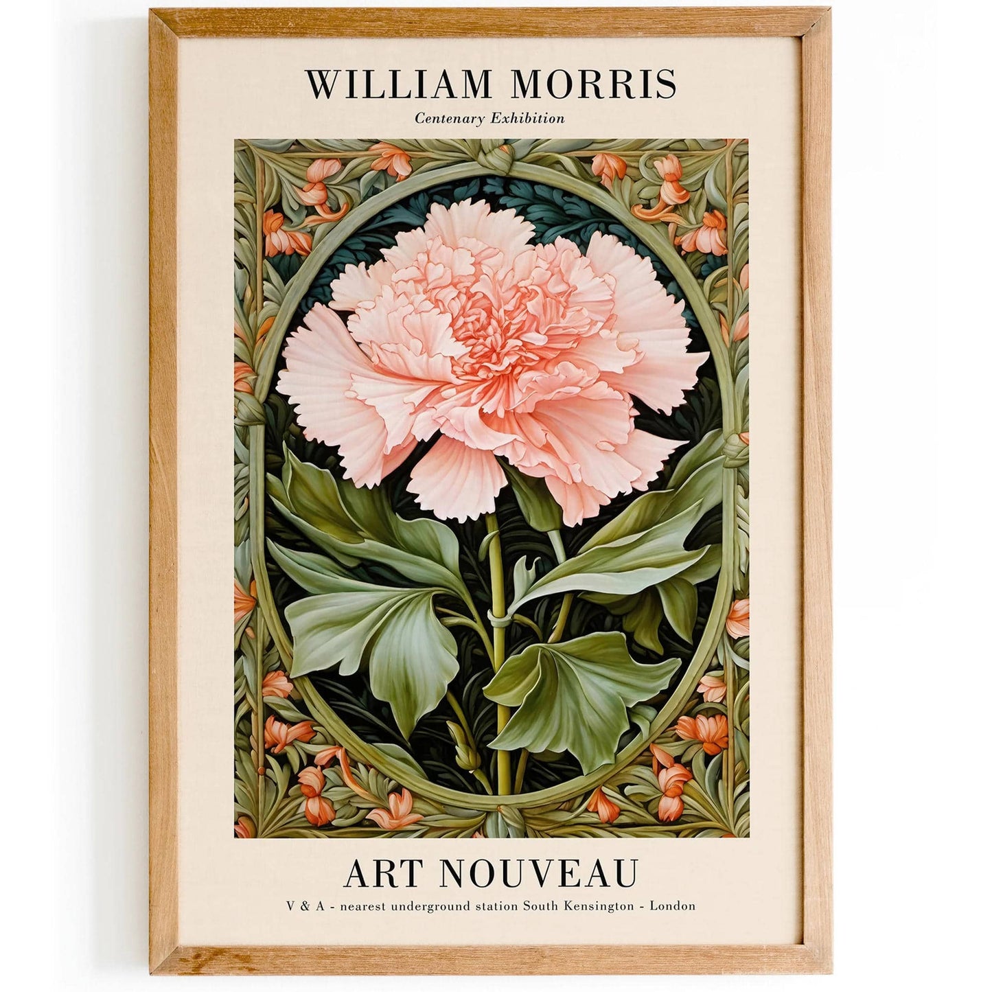 Aesthetic Morris Pink Flower Art Print 2025