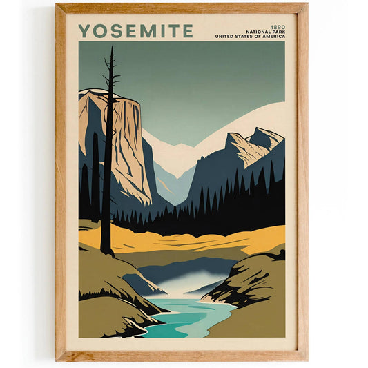 Yosemite National Park Retro Poster