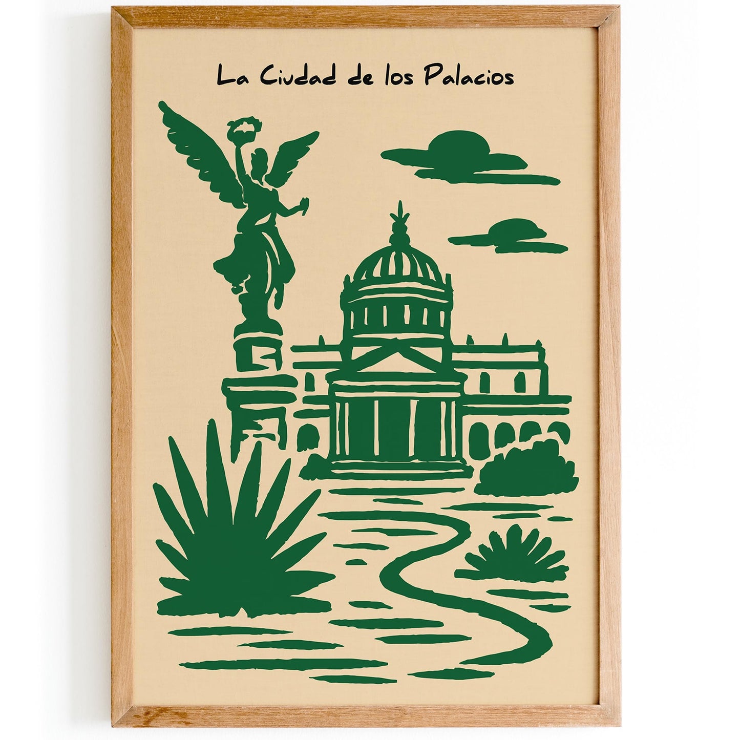 Mexico City Poster - Green Cityscape Architecture Wall Art