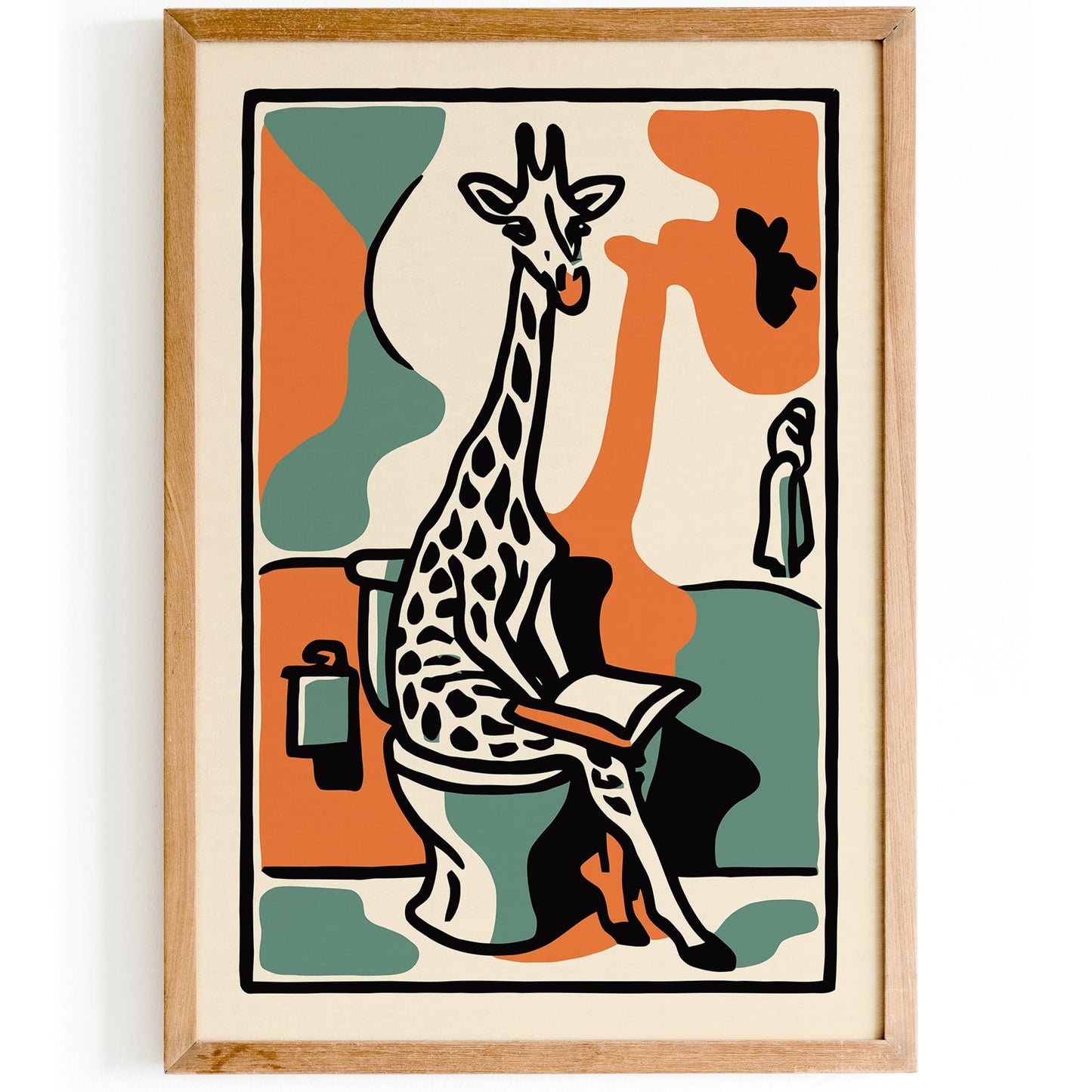 Reading Giraffe Bathroom Wall Art