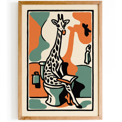Reading Giraffe Bathroom Wall Art