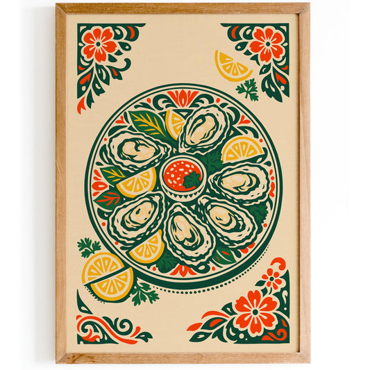 Oyster Plates Kitchen Poster