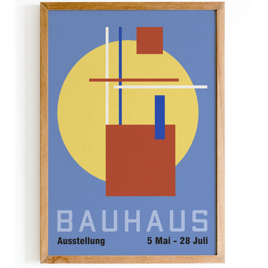 Bauhaus Blue Geometric Wall Art Print