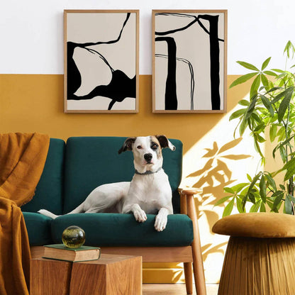 Set of 2 Black Modern Ink Drawing Posters - HypeSheriff