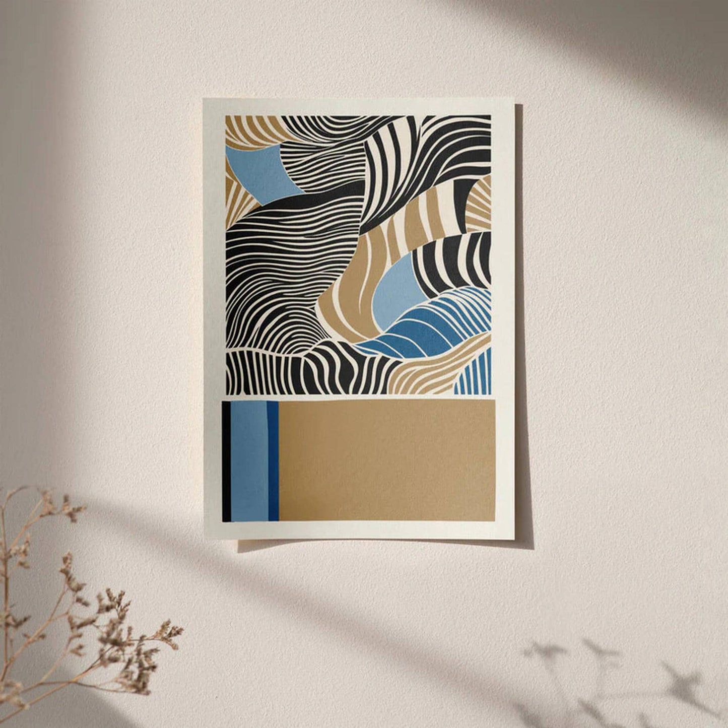 Blue and Beige Abstract Poster - HypeSheriff