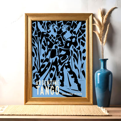 Argentine Tango The Dance of Love  Blue Poster