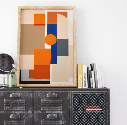 Mid Century Modern Abstract Orange Print