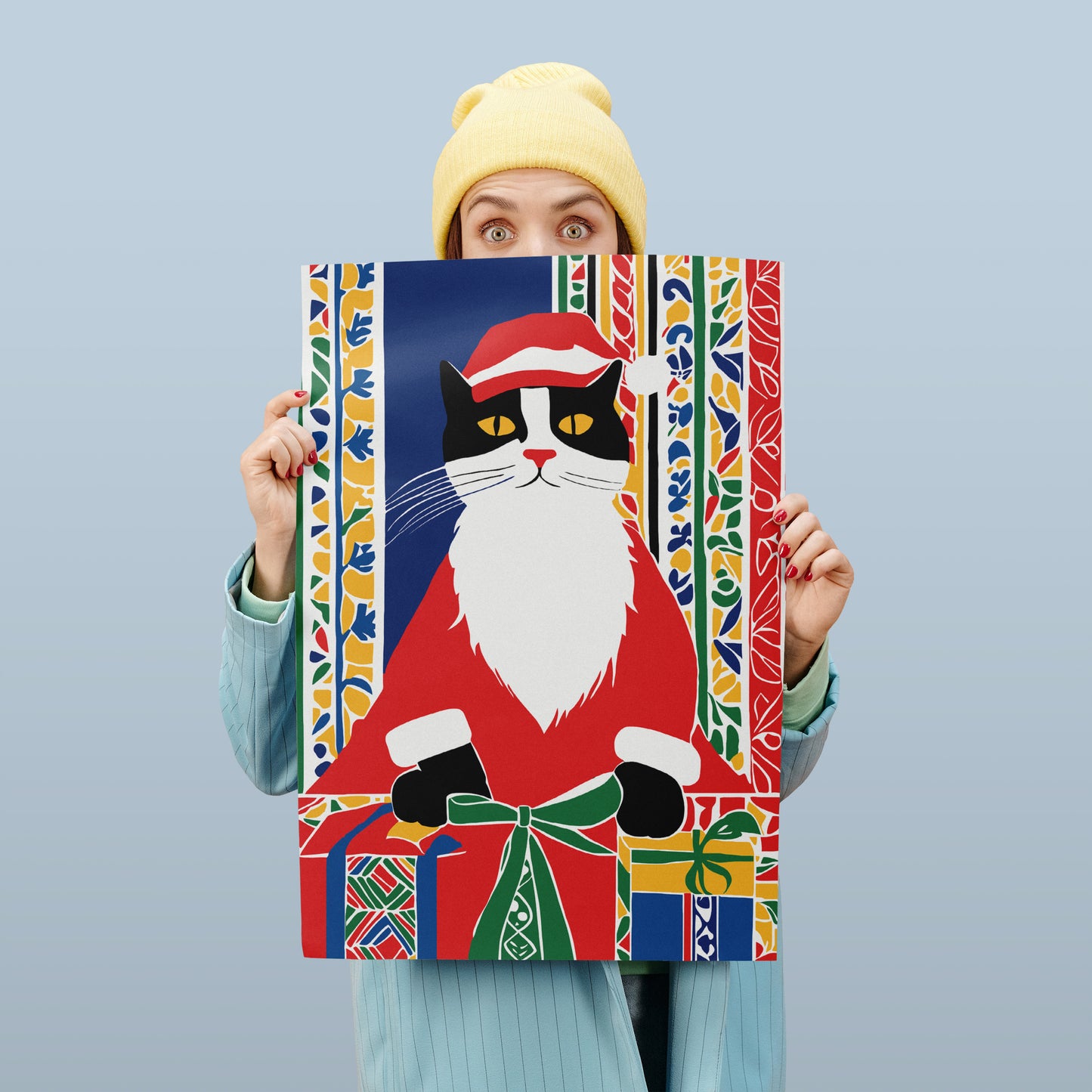 Funny Santa Cat Poster