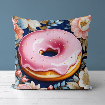 Pink Donut Romantic Throw Pillow