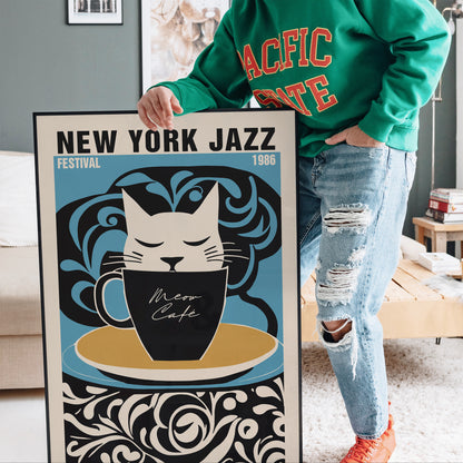 New York Jazz Festival Cat Cafe Poster