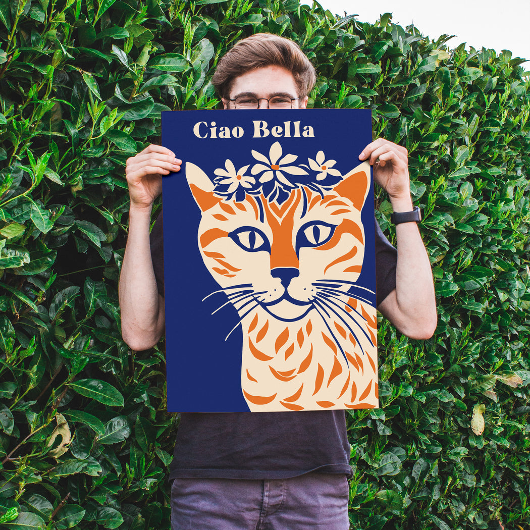 Ginger Cat Ciao Bella Poster