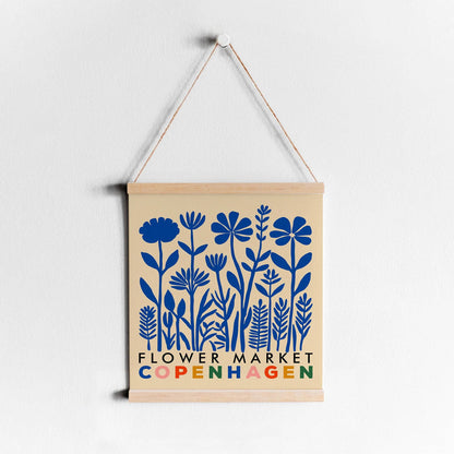 Copenhagen Flower Market Print – Blue Flowers Wall Art