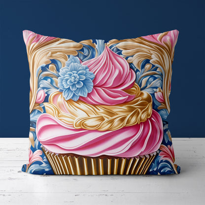 Pink Cupcake Sweet Throw Pillow