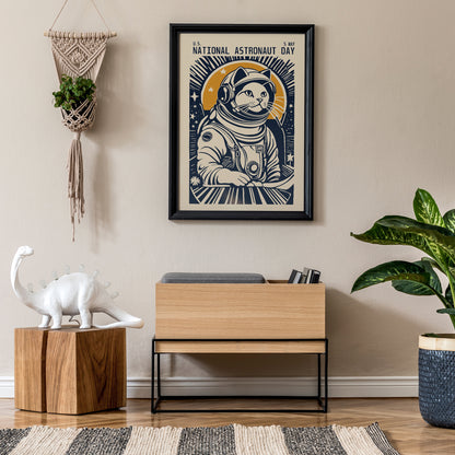 Funny Cat Astronut Wall Art Kids Room Decor