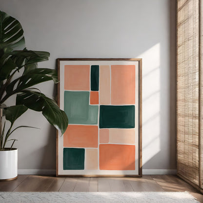 Geometric Peach Colorblocks Art Print