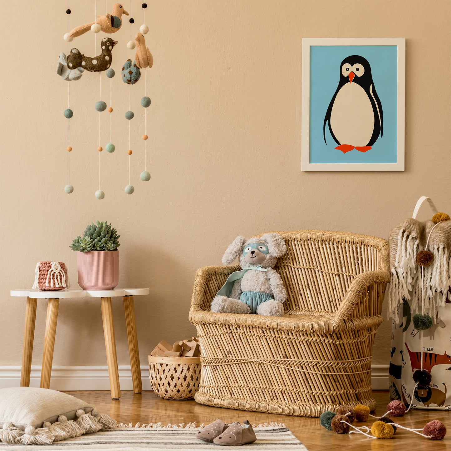 Little Penguin Blue Art Print