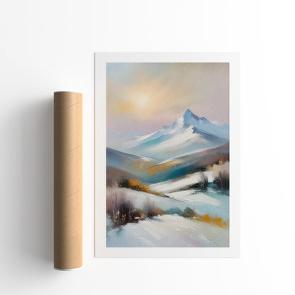 Pastel Mountain Painting Print