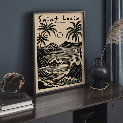 Saint Lucia Caribbean Tropical Black Poster