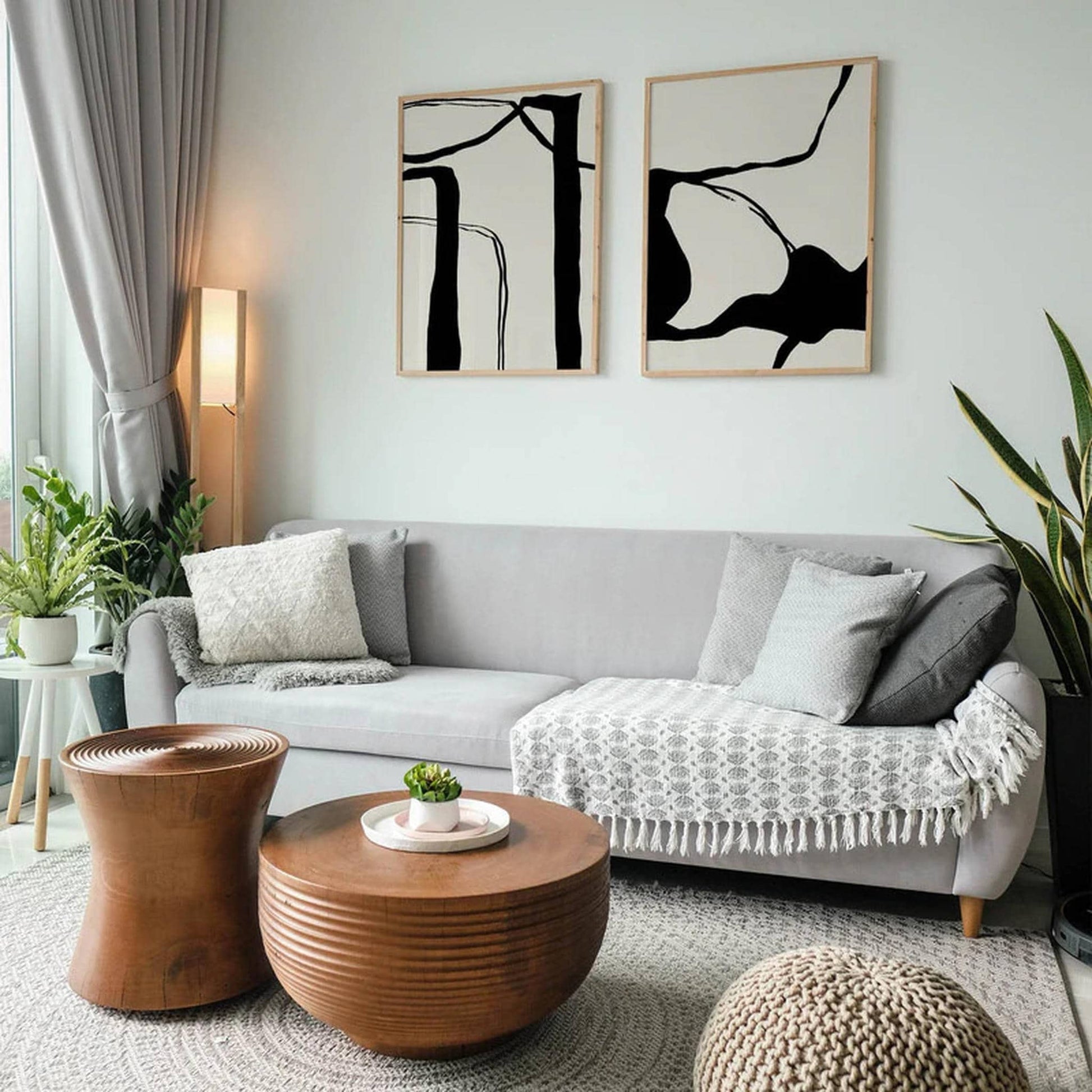 Set of 2 Black Modern Ink Drawing Posters - HypeSheriff