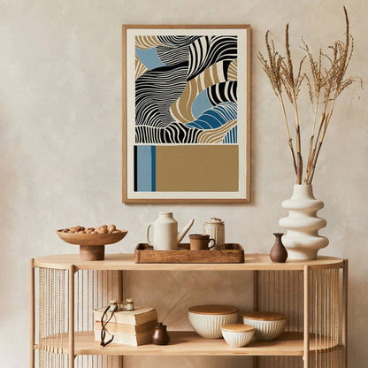 Blue and Beige Abstract Poster - HypeSheriff