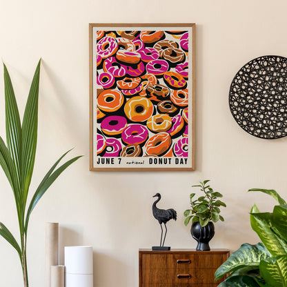 Donut Day Pink Kitchen Poster