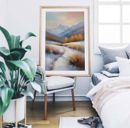 Winter Mountain Painting Print