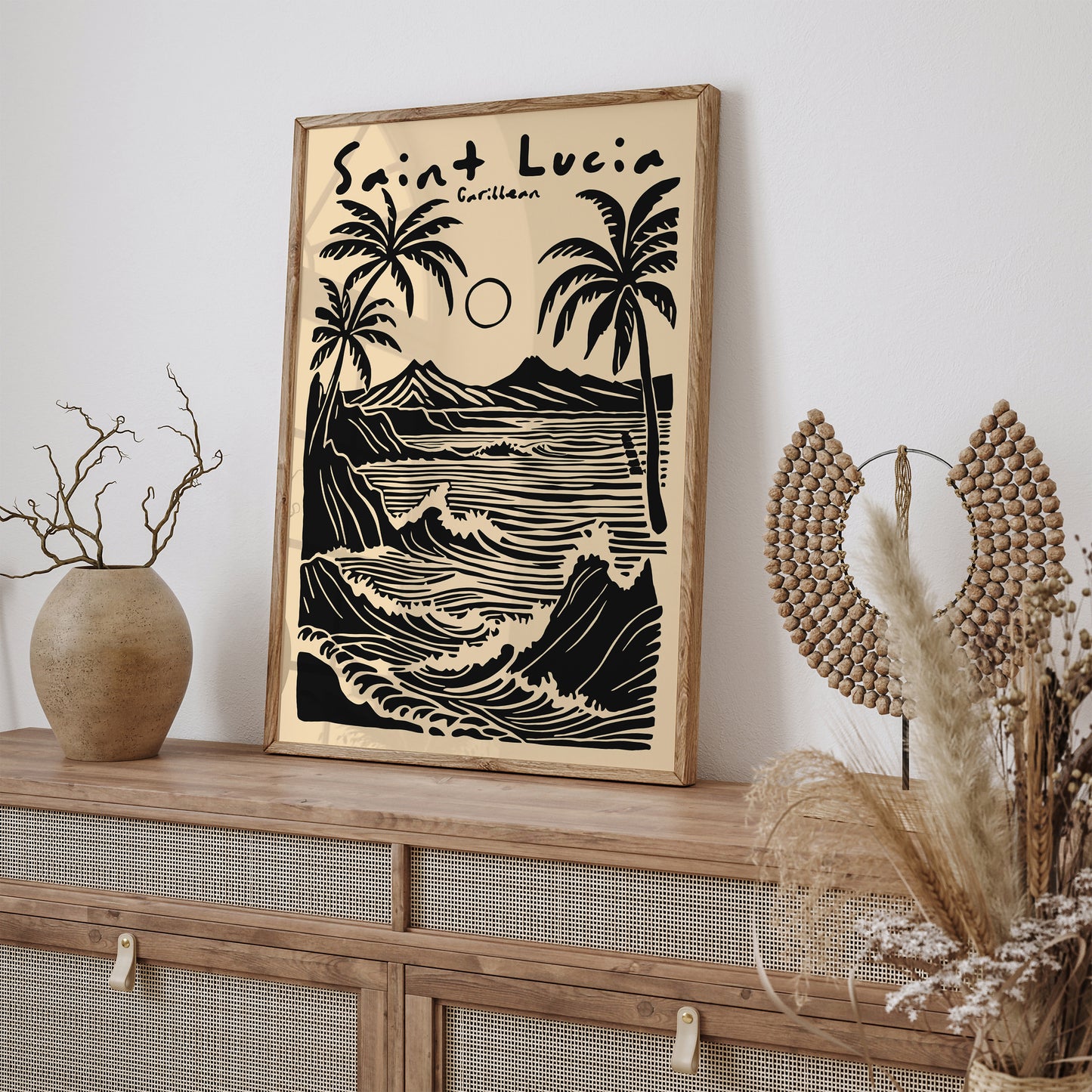Saint Lucia Caribbean Tropical Black Poster