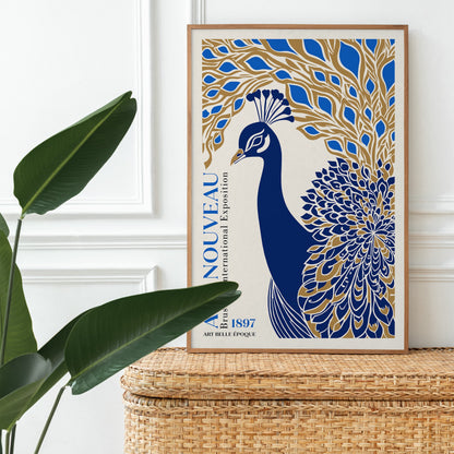 Vintage Art Nouveau Peacock Exhibition Poster