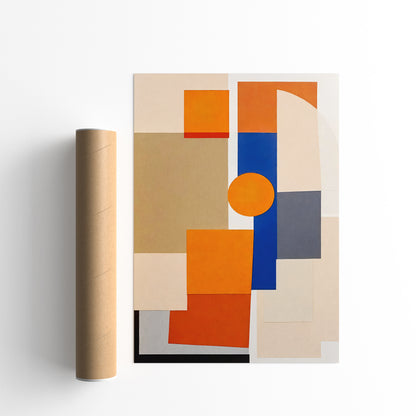 Mid Century Modern Abstract Orange Print