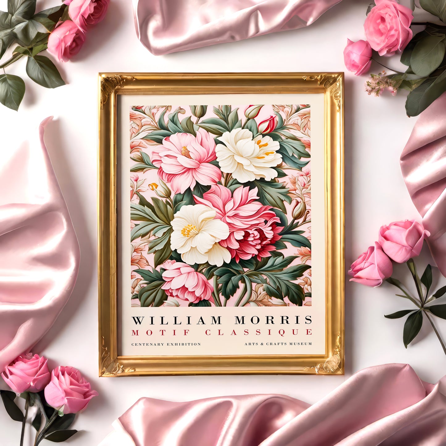 Romantic Pink Floral Morris Wall Art 2024