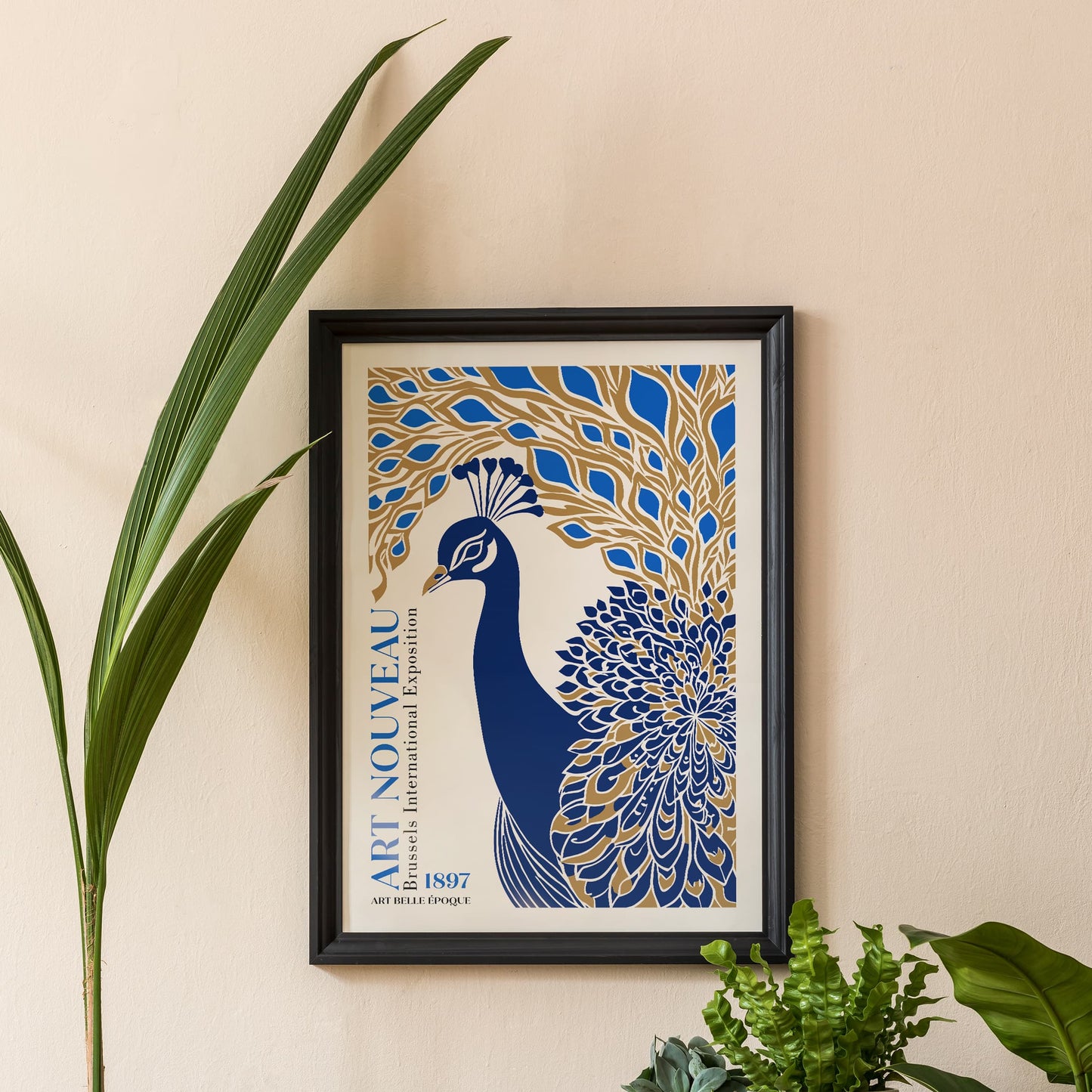 Vintage Art Nouveau Peacock Exhibition Poster