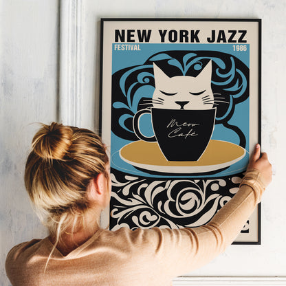 New York Jazz Festival Cat Cafe Poster