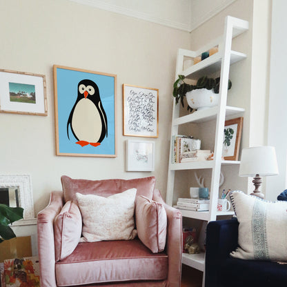 Little Penguin Blue Art Print