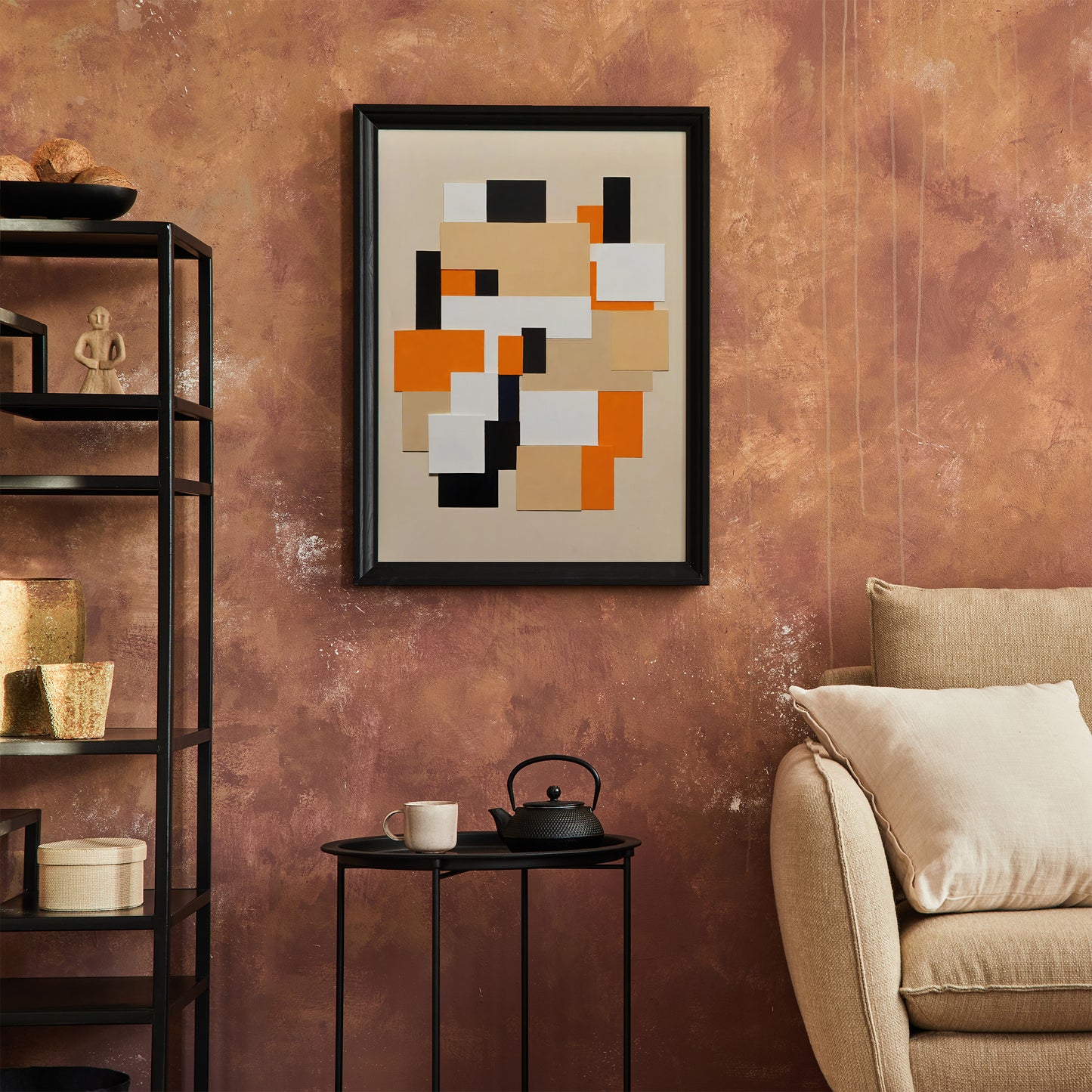 Black and Orange Geometric Poster